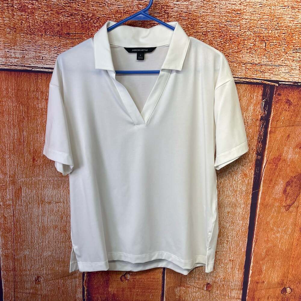Mercer+Mettle Women's Stretch Jersey V-Neck Polo Shirt Sz S